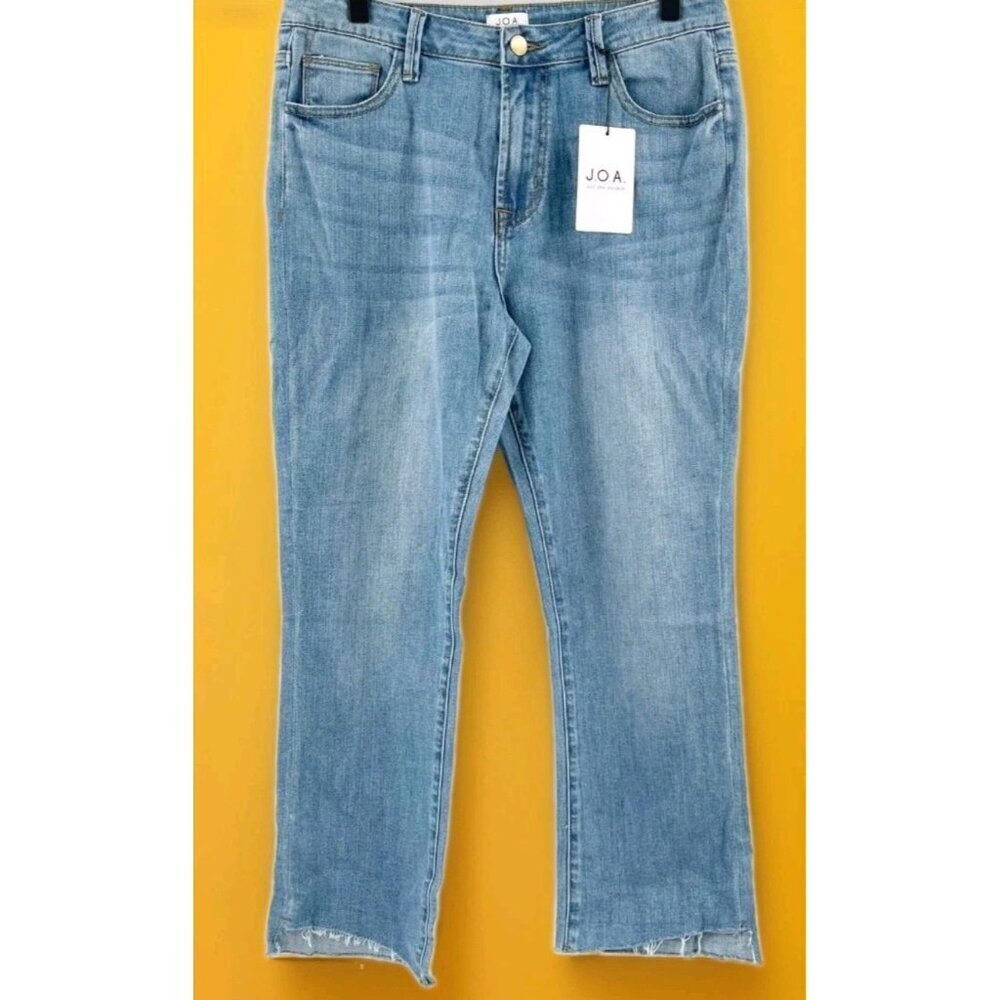 J.O.A. Jeans SZ 25 NWT Blue Denim Raw‎ Hem Cotton Stretch Just One Answer CR50